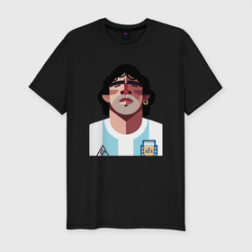 Мужская футболка хлопок Slim с принтом Football - Maradona в Курске, 92% хлопок, 8% лайкра | приталенный силуэт, круглый вырез ворота, длина до линии бедра, короткий рукав | argentina | diego | football | maradona | messi | аргентина | гол | диего | игрок | марадона | месси | мяч | рука бога | спорт | футбол | футболист | чемпион