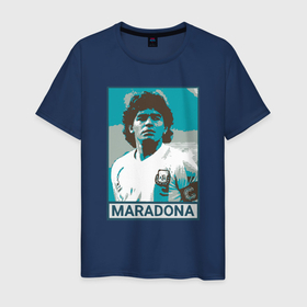 Мужская футболка хлопок с принтом Maradona в Петрозаводске, 100% хлопок | прямой крой, круглый вырез горловины, длина до линии бедер, слегка спущенное плечо. | argentina | diego | football | maradona | messi | аргентина | гол | диего | игрок | марадона | месси | мяч | рука бога | спорт | футбол | футболист | чемпион