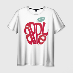 Мужская футболка 3D с принтом Красное яблочко в Петрозаводске, 100% полиэфир | прямой крой, круглый вырез горловины, длина до линии бедер | apple | red apple | красное яблоко | фруктовое | фруктовый | фрукты | яблоко | яблони | яблоня