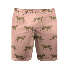 Мужские шорты спортивные с принтом Гепарды на розовом ,  |  | африка | гепард | гепарды | иллюстрация | коты | кошки | крупные кошки | паттерн | пятна | розовый | сафари