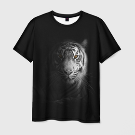 Мужская футболка 3D с принтом БЕЛЫЙ ТИГР в Петрозаводске, 100% полиэфир | прямой крой, круглый вырез горловины, длина до линии бедер | animal | art | beast | cat | hunter | picture | power | strong | tiger | white | белый | благородный | гордый | дикие | животные | звери | кошки | охотник | тигр | хищник | царь