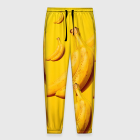 Мужские брюки 3D с принтом Банановый рай в Белгороде, 100% полиэстер | манжеты по низу, эластичный пояс регулируется шнурком, по бокам два кармана без застежек, внутренняя часть кармана из мелкой сетки | Тематика изображения на принте: банановый | бананы | желтый | кожура | фрукты