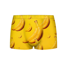 Мужские трусы 3D с принтом Банановый рай , 50% хлопок, 50% полиэстер | классическая посадка, на поясе мягкая тканевая резинка | банановый | бананы | желтый | кожура | фрукты