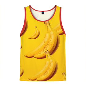 Мужская майка 3D с принтом Банановый рай в Тюмени, 100% полиэстер | круглая горловина, приталенный силуэт, длина до линии бедра. Пройма и горловина окантованы тонкой бейкой | банановый | бананы | желтый | кожура | фрукты