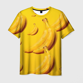 Мужская футболка 3D с принтом Банановый рай в Курске, 100% полиэфир | прямой крой, круглый вырез горловины, длина до линии бедер | Тематика изображения на принте: банановый | бананы | желтый | кожура | фрукты
