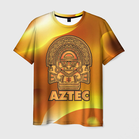 Мужская футболка 3D с принтом Aztec Ацтеки , 100% полиэфир | прямой крой, круглый вырез горловины, длина до линии бедер | ацтеки | ацтекская империя | индеец | индейцы | символ | фигурка