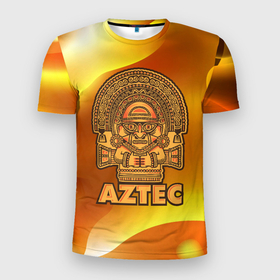 Мужская футболка 3D спортивная с принтом Aztec Ацтеки в Тюмени, 100% полиэстер с улучшенными характеристиками | приталенный силуэт, круглая горловина, широкие плечи, сужается к линии бедра | ацтеки | ацтекская империя | индеец | индейцы | символ | фигурка