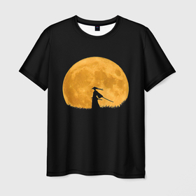 Мужская футболка 3D с принтом Путь самурая в Петрозаводске, 100% полиэфир | прямой крой, круглый вырез горловины, длина до линии бедер | астрономический | бусидо | луна | мир | самурай