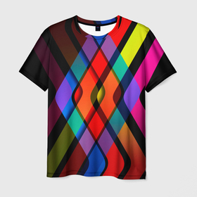 Мужская футболка 3D с принтом Симметрия красок в Екатеринбурге, 100% полиэфир | прямой крой, круглый вырез горловины, длина до линии бедер | арт | красочность | прямоугольник | симметрия | цвета
