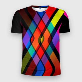Мужская футболка 3D спортивная с принтом Симметрия красок в Екатеринбурге, 100% полиэстер с улучшенными характеристиками | приталенный силуэт, круглая горловина, широкие плечи, сужается к линии бедра | арт | красочность | прямоугольник | симметрия | цвета