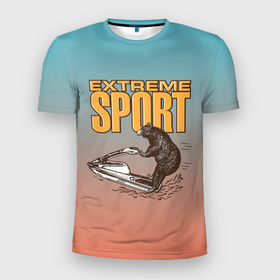 Мужская футболка 3D спортивная с принтом Медведь экстремальный спорт в Белгороде, 100% полиэстер с улучшенными характеристиками | приталенный силуэт, круглая горловина, широкие плечи, сужается к линии бедра | медведь | медвежонок | миша | мишка | спорт | экстрим
