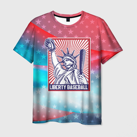 Мужская футболка 3D с принтом Бейсбол Liberty city , 100% полиэфир | прямой крой, круглый вырез горловины, длина до линии бедер | baseball | liberty | usa | бейсбол | либерти | либерти ситти