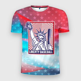 Мужская футболка 3D спортивная с принтом Бейсбол Liberty city , 100% полиэстер с улучшенными характеристиками | приталенный силуэт, круглая горловина, широкие плечи, сужается к линии бедра | baseball | liberty | usa | бейсбол | либерти | либерти ситти