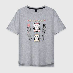 Мужская футболка хлопок Oversize с принтом Для детей. Котята в Петрозаводске, 100% хлопок | свободный крой, круглый ворот, “спинка” длиннее передней части | аппликация | детский узор | для девочек | котята | малышам | милый | украшение