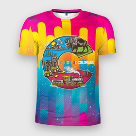 Мужская футболка 3D спортивная с принтом Путешествие Colorful в Санкт-Петербурге, 100% полиэстер с улучшенными характеристиками | приталенный силуэт, круглая горловина, широкие плечи, сужается к линии бедра | colorful | мир | путешествие | туризм | турист