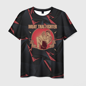 Мужская футболка 3D с принтом MUAY THAI FIGHTER в Петрозаводске, 100% полиэфир | прямой крой, круглый вырез горловины, длина до линии бедер | fighter | muay thai | боец | драки | карате | муай тай | мутай