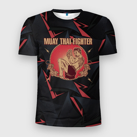 Мужская футболка 3D спортивная с принтом MUAY THAI FIGHTER в Кировске, 100% полиэстер с улучшенными характеристиками | приталенный силуэт, круглая горловина, широкие плечи, сужается к линии бедра | fighter | muay thai | боец | драки | карате | муай тай | мутай