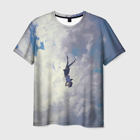 Мужская футболка 3D с принтом Летящая девушка в Кировске, 100% полиэфир | прямой крой, круглый вырез горловины, длина до линии бедер | fly | girl | девушка | небо | облака | полёт