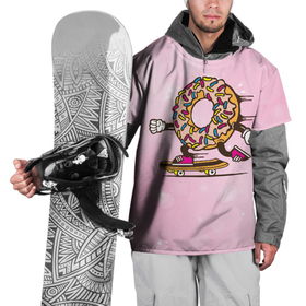 Накидка на куртку 3D с принтом Пончик на скейте в Кировске, 100% полиэстер |  | Тематика изображения на принте: donkey | sport | пончик | скейт | скорость | сладость