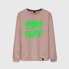 Мужской свитшот хлопок с принтом Grove street for Life в Тюмени, 100% хлопок |  | green | grove | винтаж | граффити vaporwave | леттеринг | текстуры | тени | яркость