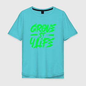 Мужская футболка хлопок Oversize с принтом Grove street for Life , 100% хлопок | свободный крой, круглый ворот, “спинка” длиннее передней части | green | grove | винтаж | граффити vaporwave | леттеринг | текстуры | тени | яркость
