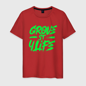 Мужская футболка хлопок с принтом Grove street for Life в Курске, 100% хлопок | прямой крой, круглый вырез горловины, длина до линии бедер, слегка спущенное плечо. | green | grove | винтаж | граффити vaporwave | леттеринг | текстуры | тени | яркость