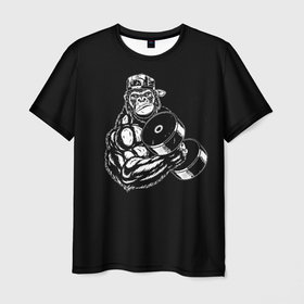 Мужская футболка 3D с принтом Ironmonkey в Кировске, 100% полиэфир | прямой крой, круглый вырез горловины, длина до линии бедер | fitness | gorilla | gym | monkey | power | sport | strength | горилла | качалка | мощь | сила | спорт | фитнес