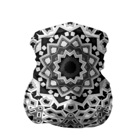 Бандана-труба 3D с принтом Черно-белый орнамент  в Тюмени, 100% полиэстер, ткань с особыми свойствами — Activecool | плотность 150‒180 г/м2; хорошо тянется, но сохраняет форму | калейдоскоп | круглый орнамент | орнамент | серый | серый и черный | современный | черно белый