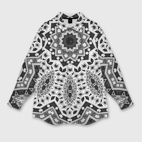 Женская рубашка oversize 3D с принтом Черно белый этнический орнамент мандала в Санкт-Петербурге,  |  | калейдоскоп | круглый орнамент | орнамент | серый | серый и черный | современный | черно белый