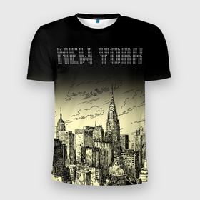 Мужская футболка 3D спортивная с принтом Нью-Йорк , 100% полиэстер с улучшенными характеристиками | приталенный силуэт, круглая горловина, широкие плечи, сужается к линии бедра | new york | город | путешествие | рисунок | сша | туризм