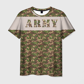 Мужская футболка 3D с принтом Армия в Курске, 100% полиэфир | прямой крой, круглый вырез горловины, длина до линии бедер | army | армия | военный | комуфляж | слово