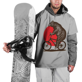 Накидка на куртку 3D с принтом Медведь на велосиеде , 100% полиэстер |  | вело | велосипед | медведь | солнце | спорт | япония