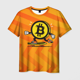 Мужская футболка 3D с принтом Биткоин на скейте в Кировске, 100% полиэфир | прямой крой, круглый вырез горловины, длина до линии бедер | Тематика изображения на принте: bitcoin | альткоин | битки | биткоин | биток | крипта | криптовалюта | монета | сатоши