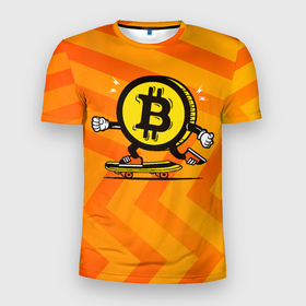 Мужская футболка 3D спортивная с принтом Биткоин на скейте в Екатеринбурге, 100% полиэстер с улучшенными характеристиками | приталенный силуэт, круглая горловина, широкие плечи, сужается к линии бедра | bitcoin | альткоин | битки | биткоин | биток | крипта | криптовалюта | монета | сатоши