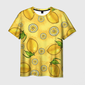 Мужская футболка 3D с принтом Лимончик , 100% полиэфир | прямой крой, круглый вырез горловины, длина до линии бедер | Тематика изображения на принте: вечеринка | другу | еда | лимон | подруге | фрукты