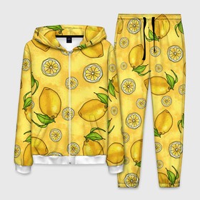 Мужской костюм 3D с принтом Лимончик в Тюмени, 100% полиэстер | Манжеты и пояс оформлены тканевой резинкой, двухслойный капюшон со шнурком для регулировки, карманы спереди | вечеринка | другу | еда | лимон | подруге | фрукты