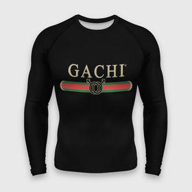 Мужской рашгард 3D с принтом GACHI B 3D в Тюмени,  |  | gucci | logo | бренд | гучи | лого | мужской символ | надпись | цветной