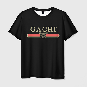 Мужская футболка 3D с принтом GACHI B 3D в Белгороде, 100% полиэфир | прямой крой, круглый вырез горловины, длина до линии бедер | gucci | logo | бренд | гучи | лого | мужской символ | надпись | цветной