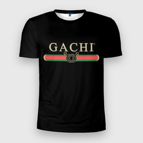 Мужская футболка 3D спортивная с принтом GACHI B 3D , 100% полиэстер с улучшенными характеристиками | приталенный силуэт, круглая горловина, широкие плечи, сужается к линии бедра | gucci | logo | бренд | гучи | лого | мужской символ | надпись | цветной