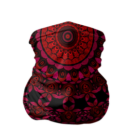 Бандана-труба 3D с принтом Акварельный калейдоскоп в Белгороде, 100% полиэстер, ткань с особыми свойствами — Activecool | плотность 150‒180 г/м2; хорошо тянется, но сохраняет форму | женский | калейдоскоп | красный | модный | цветочный узор | черный | этнический