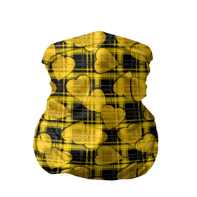 Бандана-труба 3D с принтом Желто-черный модный узор  в Петрозаводске, 100% полиэстер, ткань с особыми свойствами — Activecool | плотность 150‒180 г/м2; хорошо тянется, но сохраняет форму | детский | для девочек | клетка | любовь | модный | плед | сердце | черный и желтый