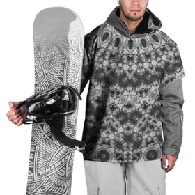 Накидка на куртку 3D с принтом Черно белый круглый узор  в Новосибирске, 100% полиэстер |  | калейдоскоп | мозаика | орнамент | серый | темный | черно белый | этнический