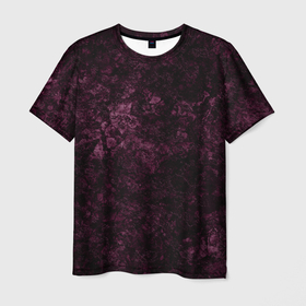 Мужская футболка 3D с принтом Мраморная текстура камня в Кировске, 100% полиэфир | прямой крой, круглый вырез горловины, длина до линии бедер | абстрактный | бархатный | бордовый | камень | модный | мрамор | пурпурный | современный узор