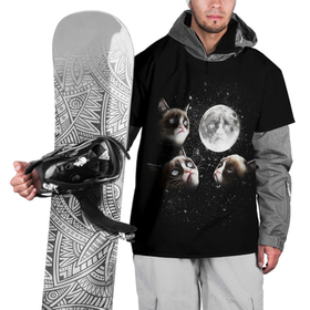 Накидка на куртку 3D с принтом ГРУСТНЫЕ ЛУННЫЕ КОТЫ в Екатеринбурге, 100% полиэстер |  | cat | cosmo | face | memes | night | sky | stars | голова | звезды | интернет | космос | коты | кошки | лицо | луна | мем | ночь | отражение | прикол | рисунок