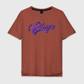 Мужская футболка хлопок Oversize с принтом Винтаж  в Петрозаводске, 100% хлопок | свободный крой, круглый ворот, “спинка” длиннее передней части | lettering | vaporwave | vintage | каллиграфия | логотип | неон | объём | тени