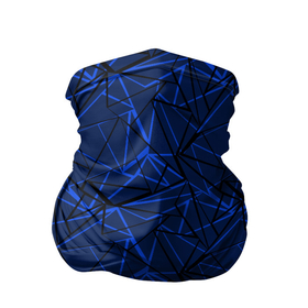 Бандана-труба 3D с принтом Черно-синий геометрический   , 100% полиэстер, ткань с особыми свойствами — Activecool | плотность 150‒180 г/м2; хорошо тянется, но сохраняет форму | абстрактный | геометрические фигуры | геометрический | модный | молодежный | полосы | синий | синий и черный