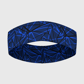 Повязка на голову 3D с принтом Черно синий геометрический в Екатеринбурге,  |  | Тематика изображения на принте: абстрактный | геометрические фигуры | геометрический | модный | молодежный | полосы | синий | синий и черный