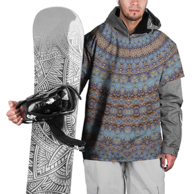 Накидка на куртку 3D с принтом Этнический арабский узор  в Белгороде, 100% полиэстер |  | арабский | калейдоскоп | коричневый | круглый | орнамент | серый | украшение | этнический
