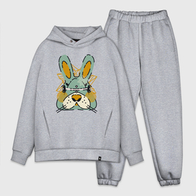 Мужской костюм хлопок OVERSIZE с принтом Безумный кролик в Белгороде,  |  | rabbit | безумие | животное | заяц | зверь | крол | кролик | трус