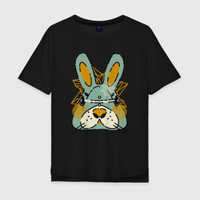 Мужская футболка хлопок Oversize с принтом Безумный кролик в Курске, 100% хлопок | свободный крой, круглый ворот, “спинка” длиннее передней части | rabbit | безумие | животное | заяц | зверь | крол | кролик | трус